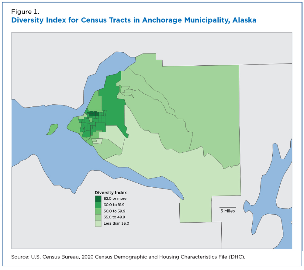 Figure 1. Diversity Index for Census Tracts in Anchorage Municipality, Alaska