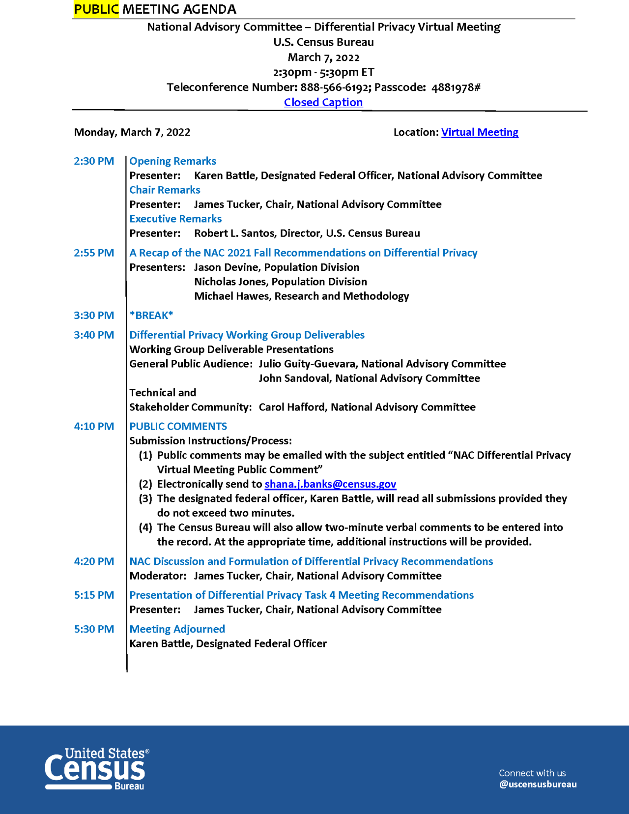 Agenda - NAC Meeting March 7, 2022
