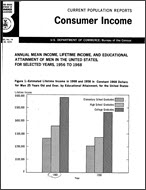 Annual Mean Income, Lifetime Income, and Educational Attainment of Men in the United States, for Selected Years, 1956 to 1968