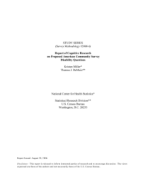Report of Cognitive Research on Proposed American Community Survey Disability Questions