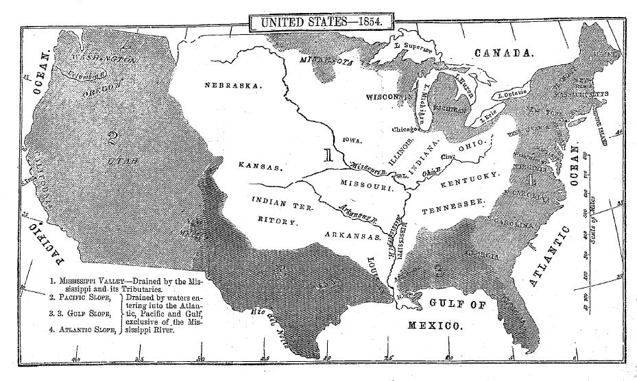 Map Of United States Of America. DeBow#39;s map of the United