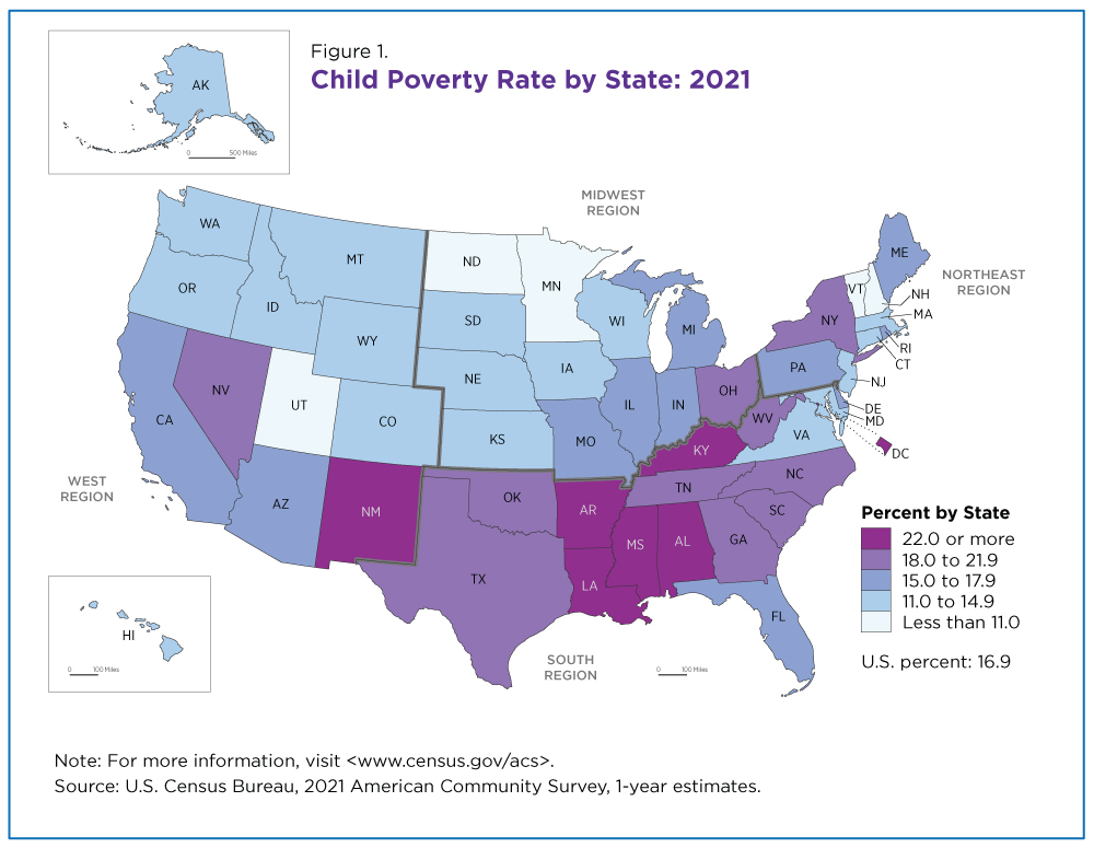 Figure 1. Child Poverty Rate by State: 2021