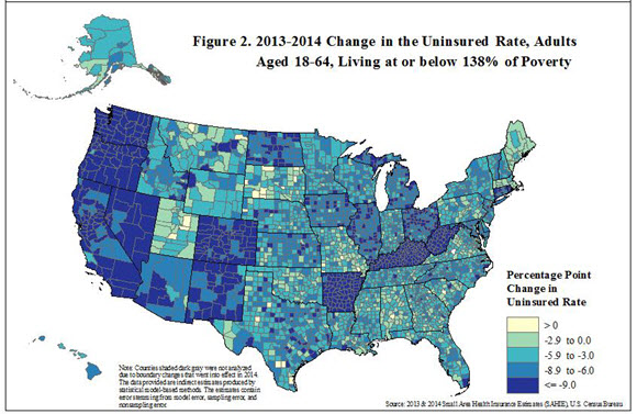 Figure 2. 2013-2014 Change in the Uninsured Rate, Adults Aged 18-64, Living at or below 138% of Poverty