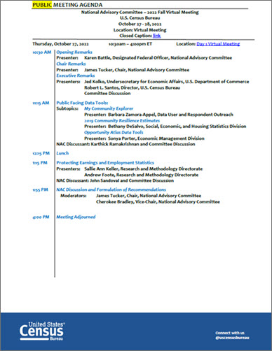 Agenda - NAC Fall Meeting October 27-28, 2022