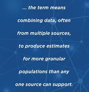 Synthetic data can mean many different things depending upon the way they are used. Sometimes, as in computer programming, the term means data that are completely simulated for testing purposes. Other times, as in statistics, the term means combining data, often from multiple sources, to produce estimates for more granular populations than any one source can support. An example of this usage is the U.S. Census Bureau’s Small Area Income and Poverty Estimates. In data confidentiality applications, synthetic data are modeled statistical outputs released in a format that closely resembles the confidential data format.  Synthetic data can be disaggregated to the individual- or business-record level, or aggregated into tabular format.