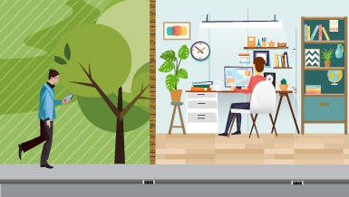 graphical representation of house in a community with computer and internet use highlighted