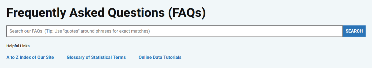 FAQ Search Form with Helpful Links