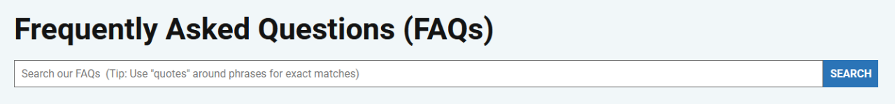 FAQ Search Form without Helpful Links