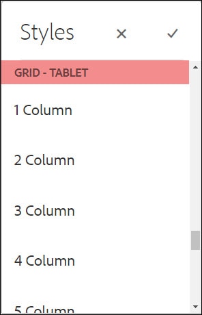 Layout Container Style: Grid - Tablet