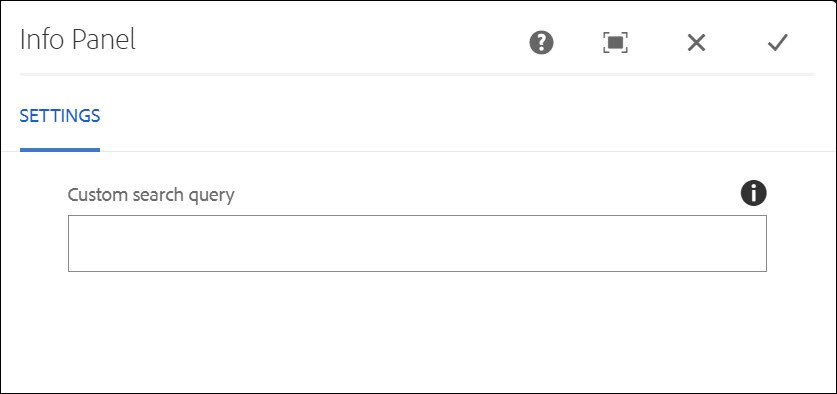 Search Component - Info Panel Settings