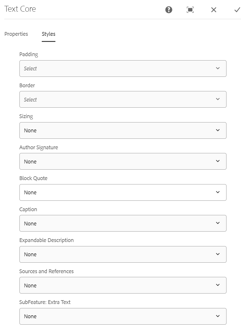 text styles