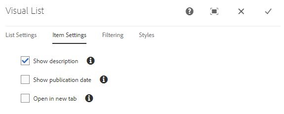 Visual List Settings