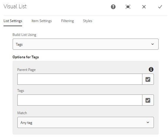 Visual List Tags