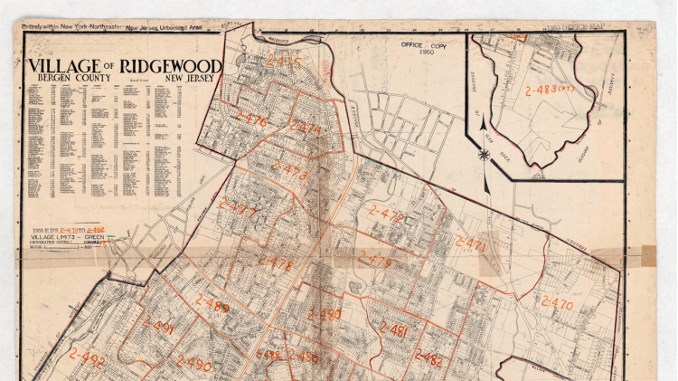 1950 Enumeration District Map for Bergen and Ridgewood, NJ Thumbnail