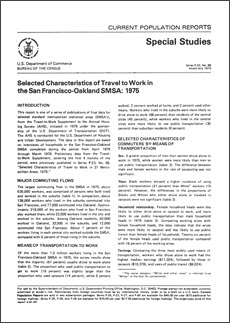 Selected Characteristics of Travel to Work in the San Francisco-Oakland SMSA: 1975