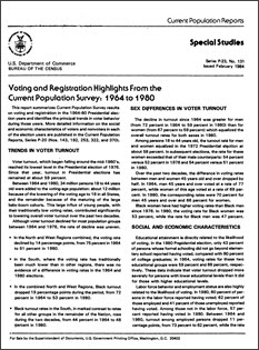 Voting and Registration Highlights from the Current Population Survey:  1964 to 1980