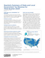 Quarterly Summary of State and Local Government Tax Revenue for Third Quarter 2020
