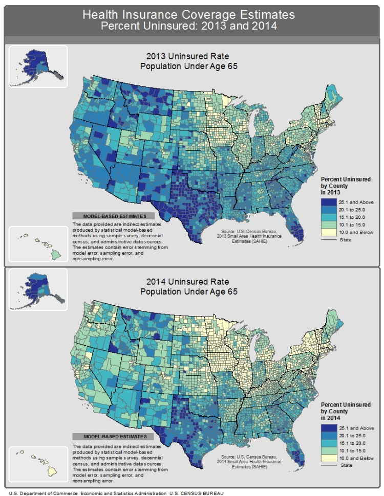 Figure 1. Estimated Uninsured Rates, Population Under Age 65: 2013 and 2014