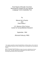 Final Report of Results from Item Nonresponse Analysis for the