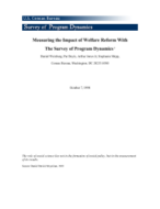 Measuring the Impact of Welfare Reform with the Survey of Program Dynamics
