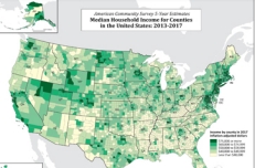 Median Household Income for Counties in the United States: 2013-2017