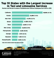 Top 10 States with the Largest Increase in Taxi and Limousine Services