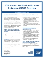 2020 Census Mobile Questionnaire Assistance (MQA) Overview