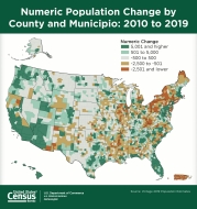 Numeric Population Change by County and Municipio: 2010 to 2019