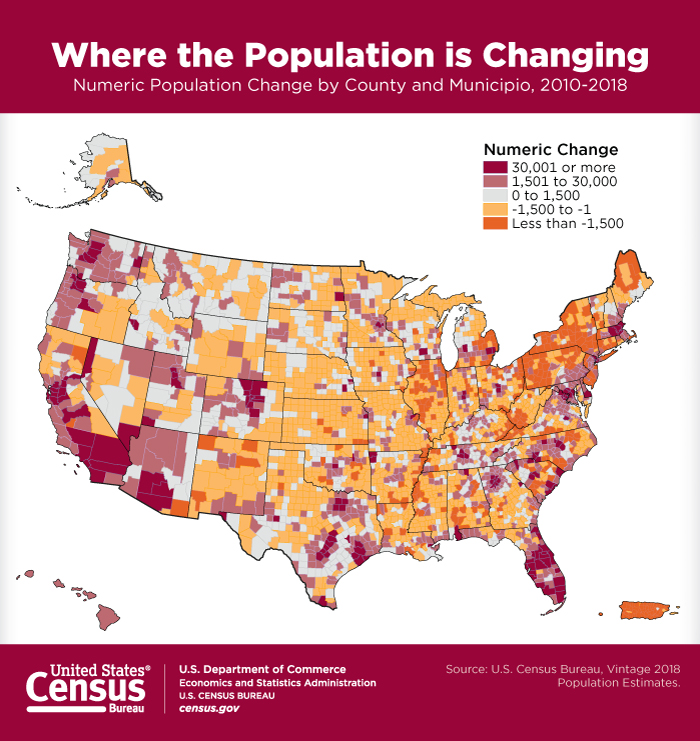 Beyond Verrast Naar boven Numeric Population Change by County and Municipio, 2010-2018