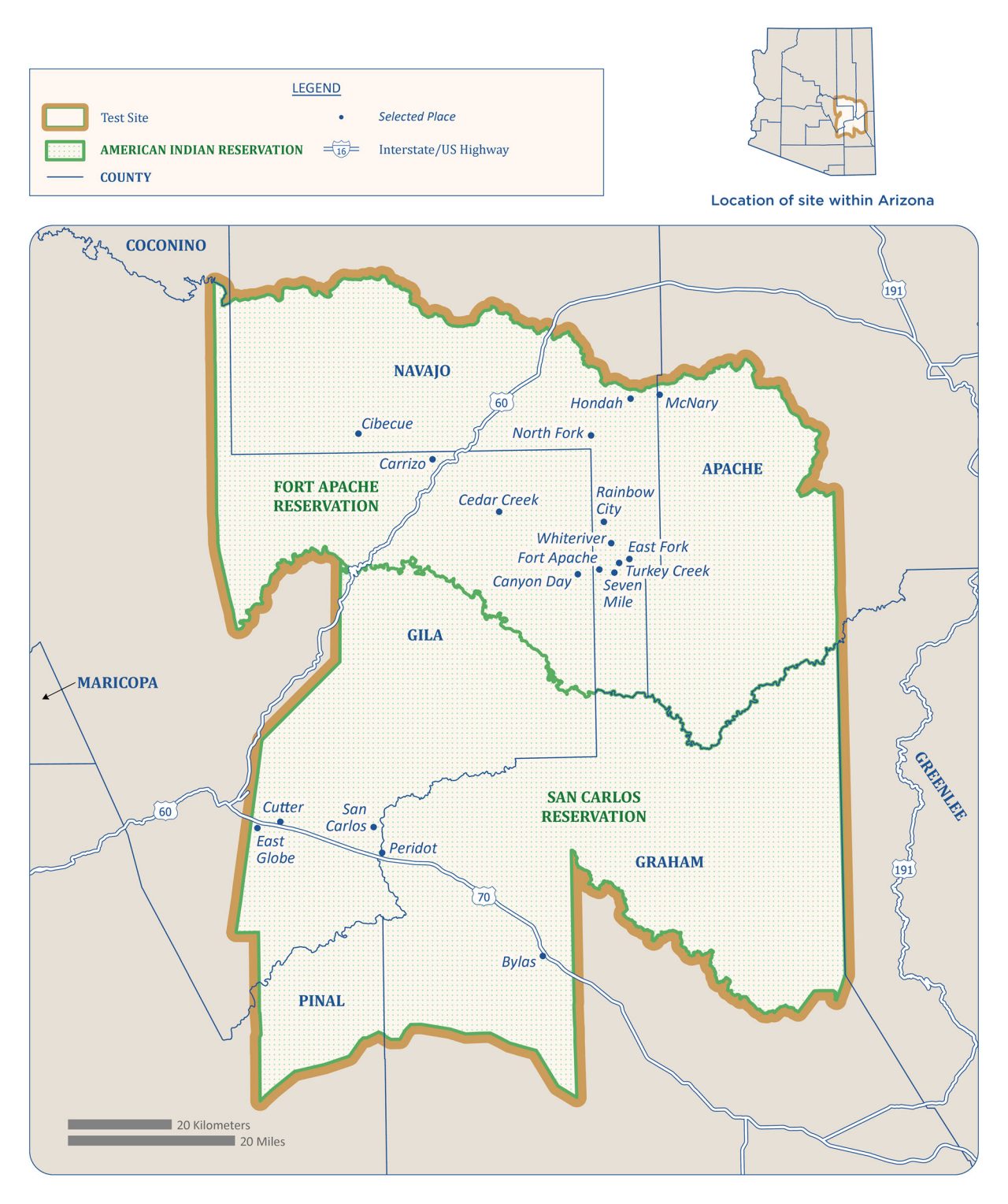 Map of Tribal Lands Within Arizona