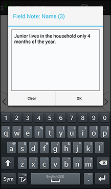 User Inputs: Note Box