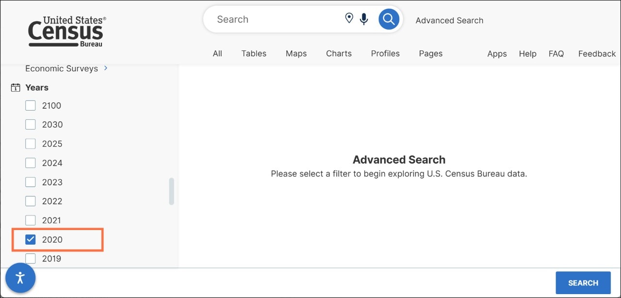 How can I access 2020 Census data on data.census.gov? Image