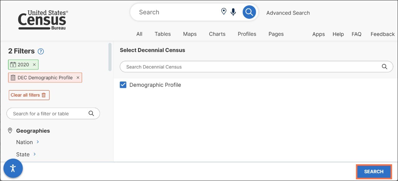 How can I access 2020 Census data on data.census.gov? Image