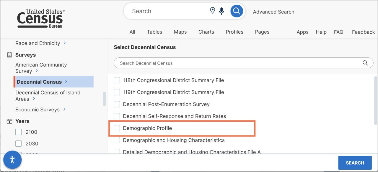 How can I access 2020 Census data on data.census.gov? Image