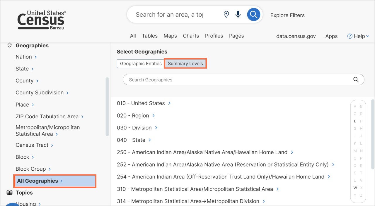 How can I compare Census data from 2020 to 2010 on data.census.gov? Image