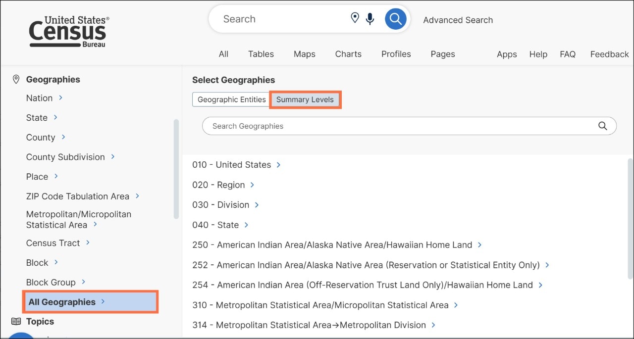 How can I compare Census data from 2020 to 2010 on data.census.gov? Image