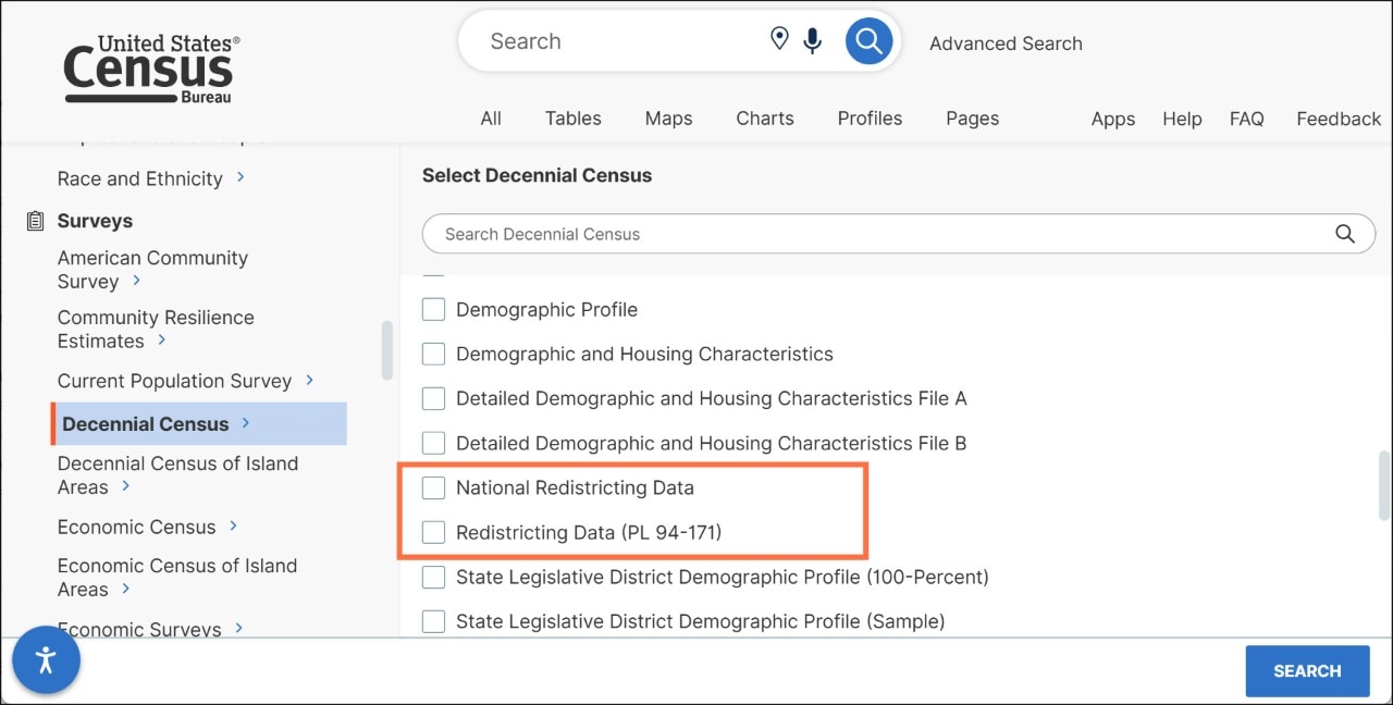 How can I compare Census data from 2020 to 2010 on data.census.gov? Image
