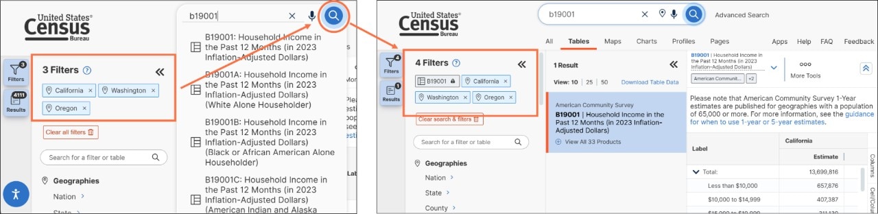 How Can I Keep My Geographies when Searching for a New Table? Image