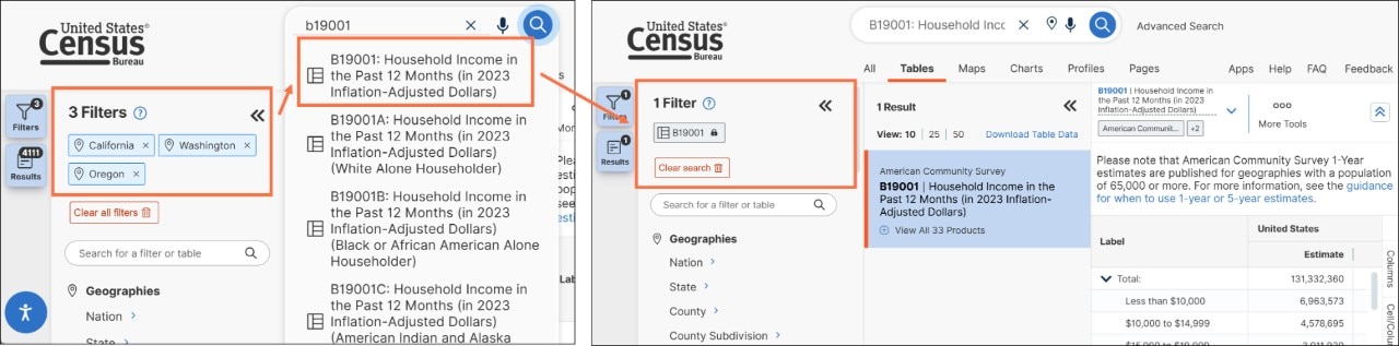 How Can I Keep My Geographies when Searching for a New Table? Image