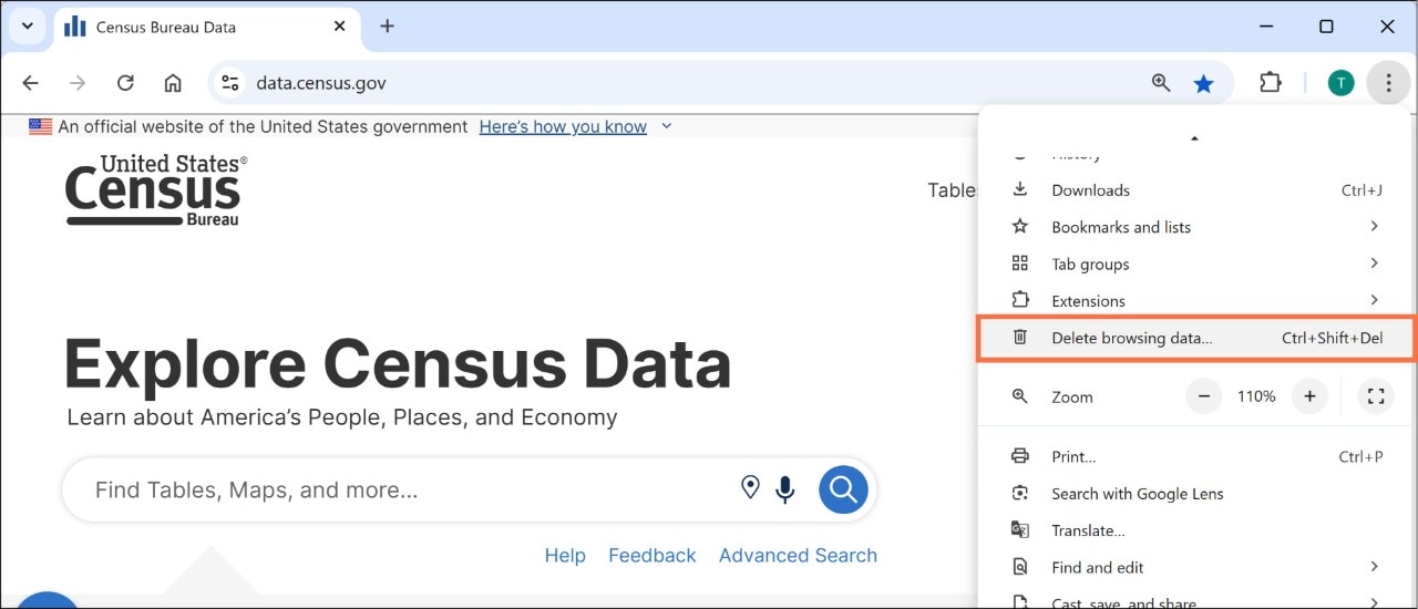 How do I clear the cache in Chrome? Image