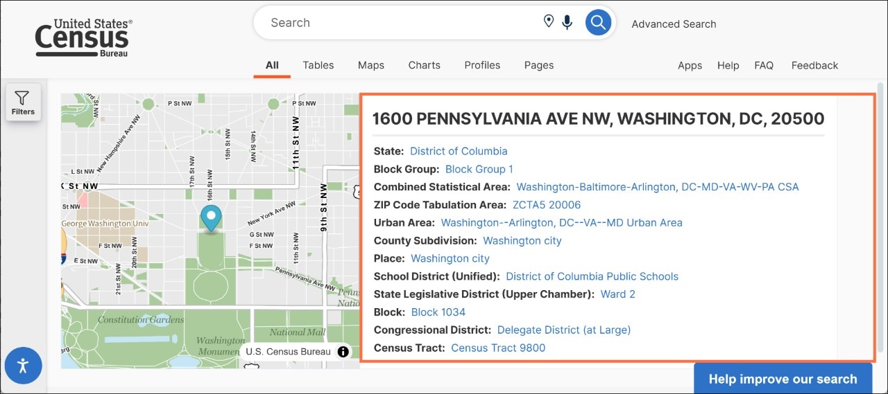 How do I search by address using data.census.gov? Image