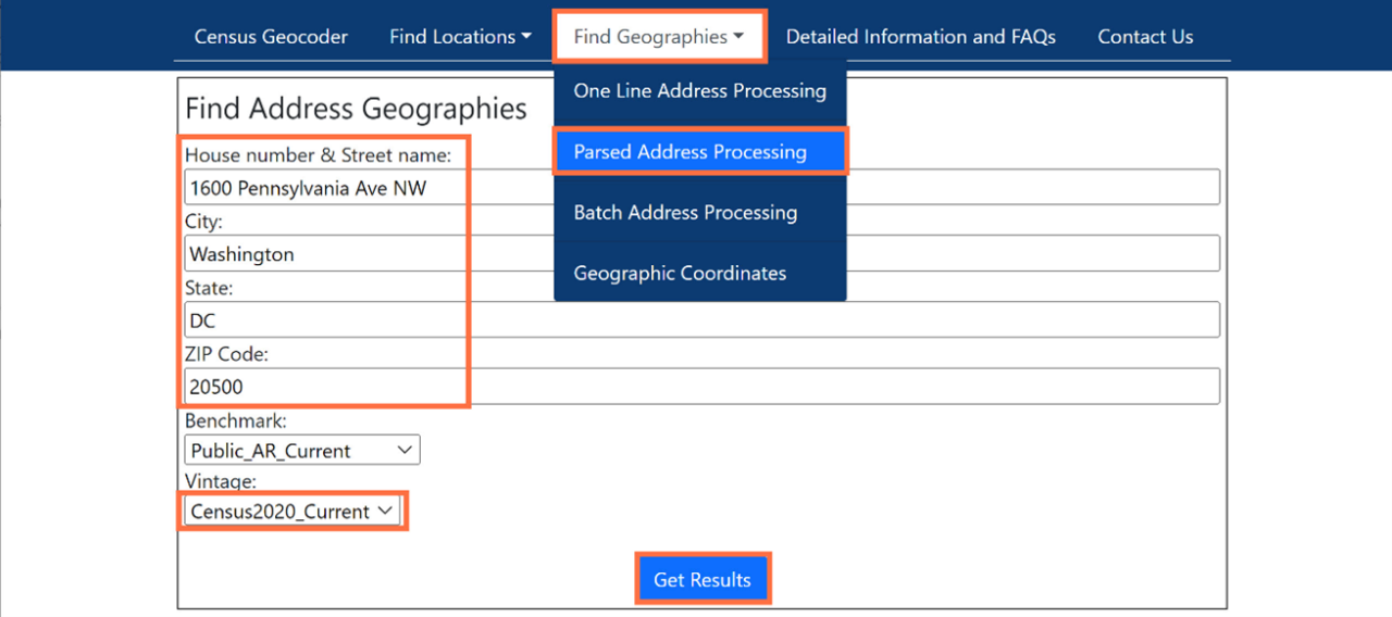 How do I search by address using the Census Geocoder? Image