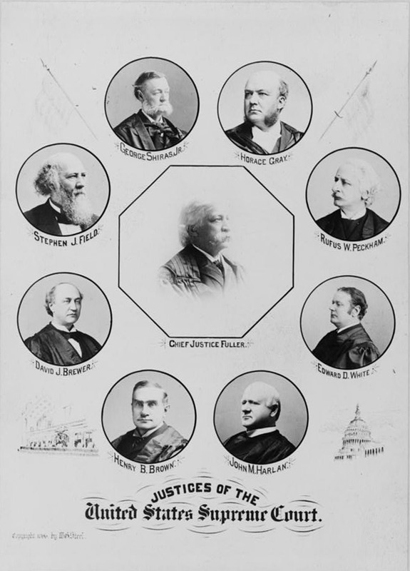 The Supreme Court of the United States justices who ruled in the 1896 Plessy v. Ferguson case