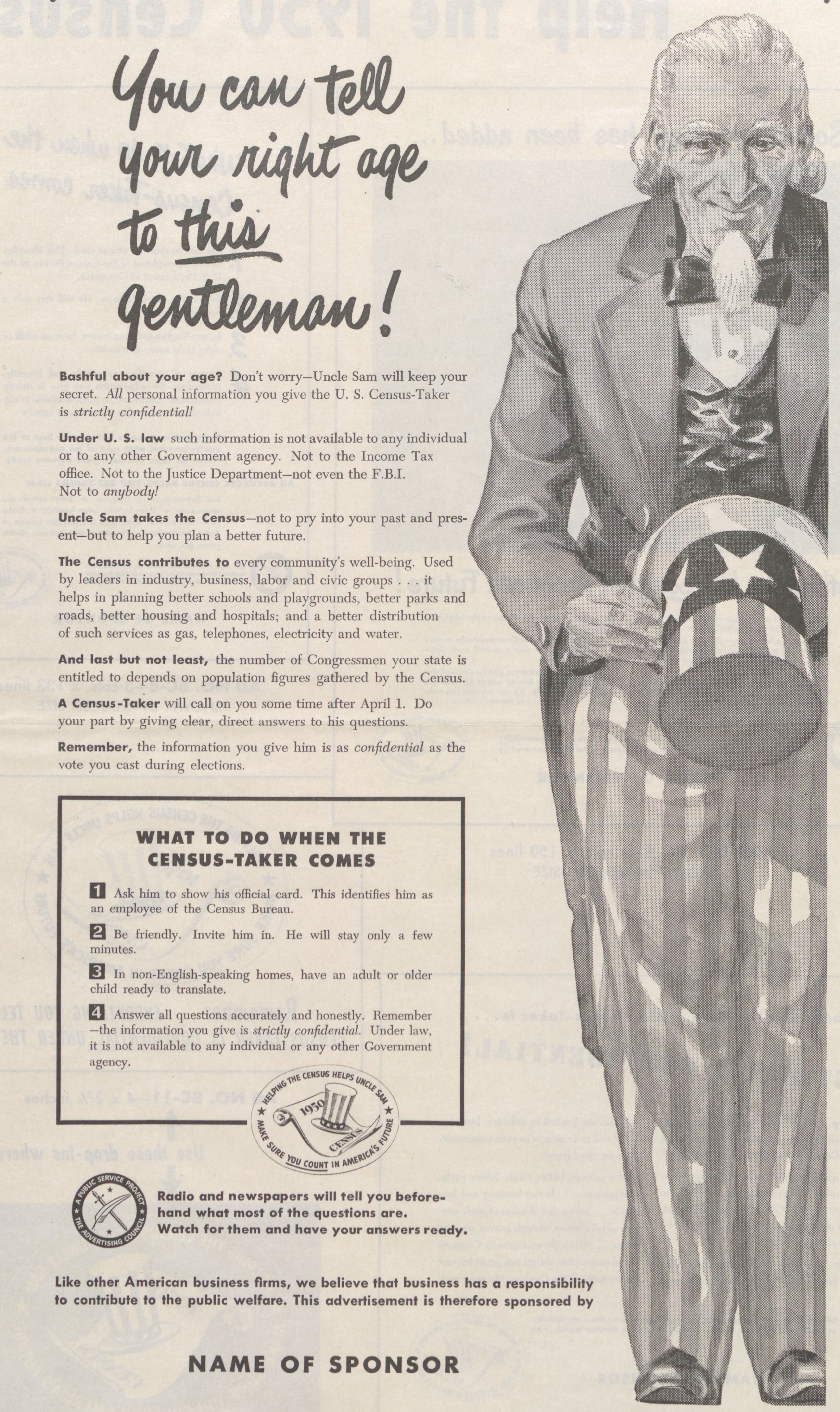 1950 Census confidentiality advertisement