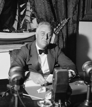 Roosevelt broadcasting a Fireside Chat