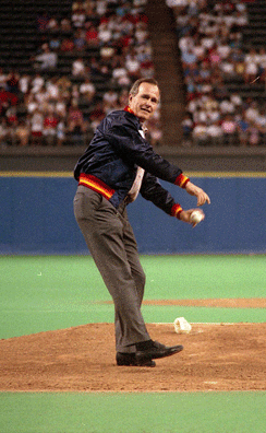 Vice President Bush throws first pitch
