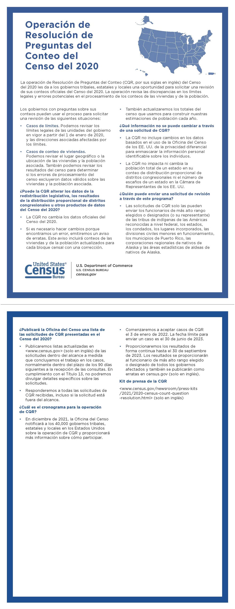 Operación de Resolución de Preguntas del Conteo del Censo del 2020