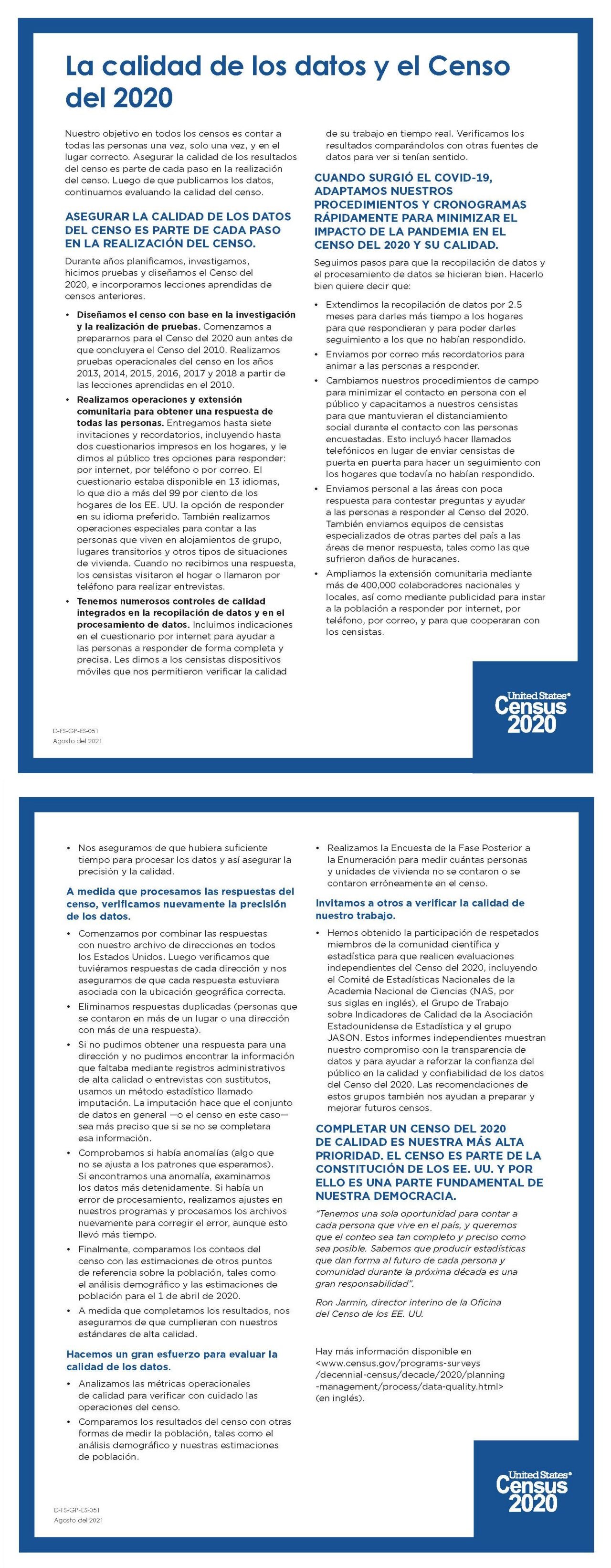 La calidad de los datos y el Censo
