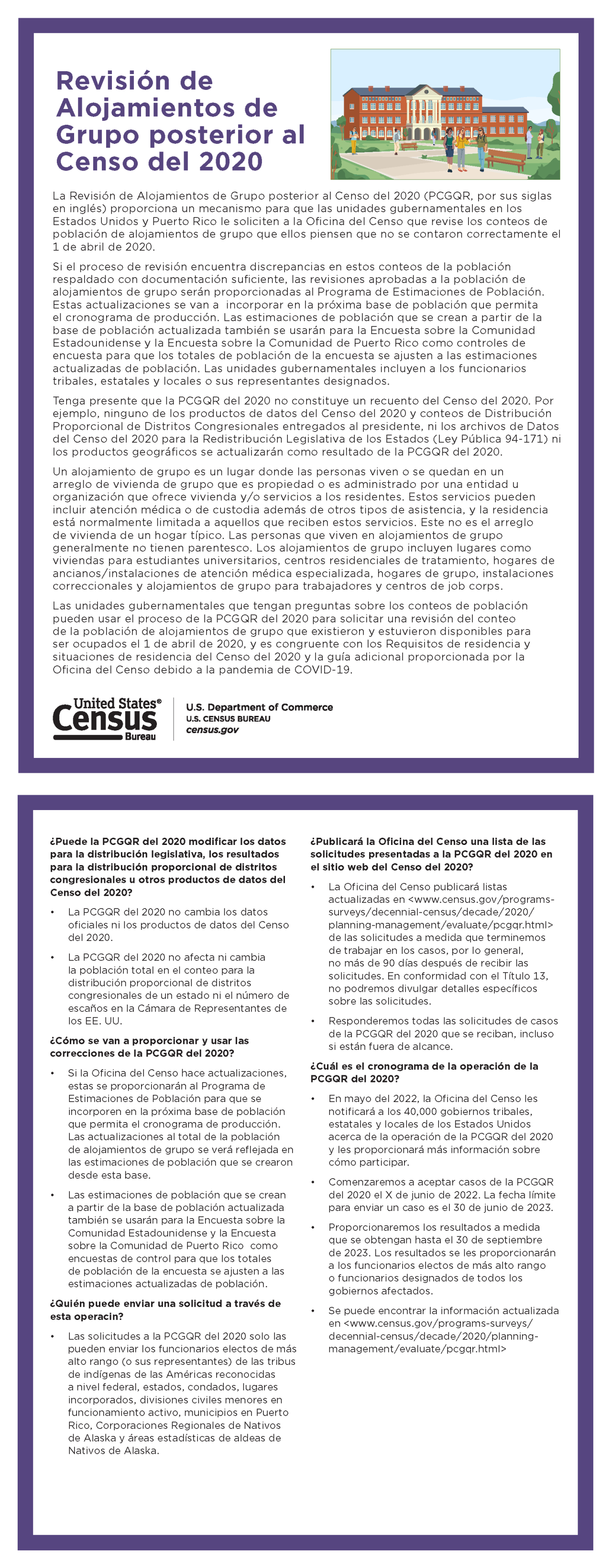 Revision de Alojamientos de Grupo posterior al Censo del 2020