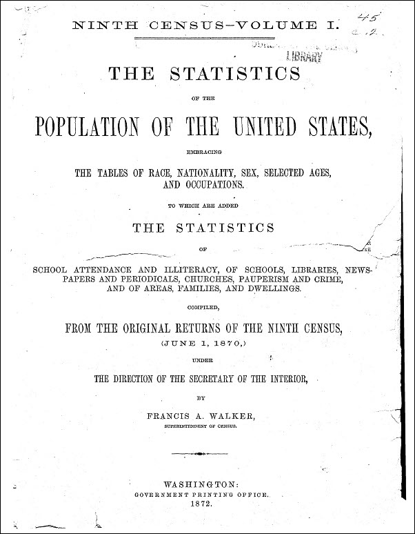 1870 Census: Vol. I. The Statistics of the Population of the United States